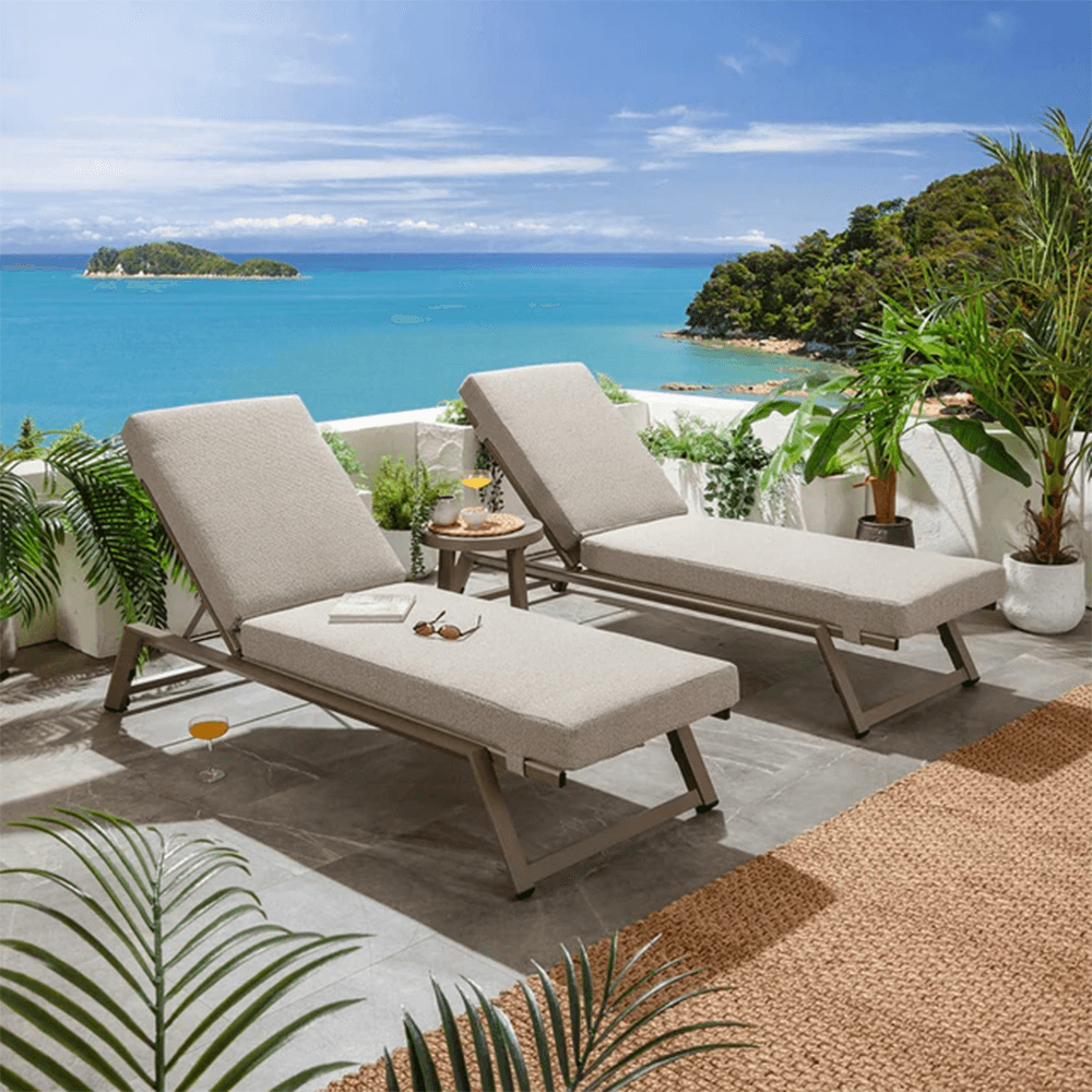 2 X CAYMAN CUSHIONED SUN LOUNGERS 7 X COLOUR CHOICES