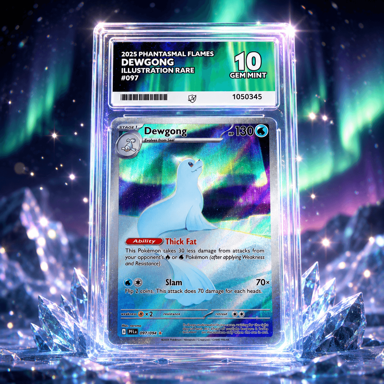 ACE 10 GEM MINT POKEMON DEWGONG #097 ILLUSTRATION RARE - 2025 PHANTASMAL FLAMES